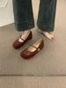 Zapatos de Noche Suaves Estilo Francés con una Sola Correa, Punta Redonda con Empalmes, Zapatos de Ballet Mary Jane de Tacón Interno, Zapatos de Tacón Individual Rosa para Mujer