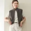 Chaleco de Punto sin Mangas con Cuello Alto de Cachemira para Mujer 2026 Otoño/Invierno Nuevo Diseño Suéter con Doble Cremallera