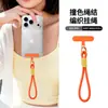 Cordón para teléfono tejido a mano hilo de poliéster de color contrastante tejido a mano fuerte duradero cordón de muñeca anti-pérdida
