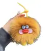 Llavero Colgante de Pato Amarillo Lindo con Piel de Zorro Real Colgante de Muñeca de Bola de Felpa para Bolso