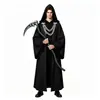 Túnica Oscura con Cadena y Capucha de Halloween Capa de Mago Medieval Sacerdote Capa de Fiesta Cosplay