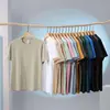 Camiseta Delgada de Ajuste Slim para Hombre Color Verde Militar, Nueva Camiseta de Moda de Manga Corta para Hombre para Verano, Prenda Interior Versátil, Estilo de Marca de Moda