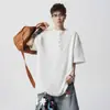 Camiseta Casual de Manga Corta con Cuello Henley, Estilo Old Money, Nueva Colección Verano 2026 para Hombre, Camiseta Texturizada Retro Holgada y Versátil
