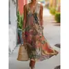 Moda Femenina Nueva Primavera/Verano Marca Independiente Europea y Americana Transfronteriza Minimalista Elegante Holgado Cuello en V Estampada Botón Diagonal Vestido Camisa G956