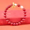 Pulseira de Cinábrio Mineral Cru do Ano do Cavalo para Mulheres, Pulseira Genuína de Pônei para Mulheres, Contas de Transferência do Ano de Nascimento, Presentes de Areia Dourada Roxa Atacado