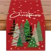 Navidad Santa Claus Americano Muñeco de Nieve Camino de Mesa Mantel de Lino Estampado Camino de Mesa Decoración Navideña Tela para Camino de Mesa Bandera de Mesa de Café