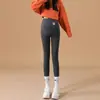 Leggings de maternidade para outono e inverno, forrados com fleece, espessados, plus size, calças de algodão para grávidas, roupas externas femininas para primavera, outono e inverno