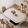 Tapete de mesa redondo dobrável de couro vintage de luxo, tapete de mesa de jantar oval, tapete de mesa de sala de estar, toalha de mesa à prova d'água e à prova de óleo, personalizável