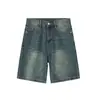Shorts Jeans Azuis Rasgados Estilo Retrô Americano Novo para o Verão Masculino, Calça Reta Solta de Cinco Pontos, Hot Pants Versátil, Marca Tendência