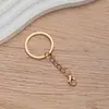 Chaveiro com Abertura de 25mm com Corrente de Quatro Seções e Fecho Lagosta 303, Chaveiro de Corrente para Bolsa Dourado e Prateado Galvanizado