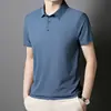 Camisa Polo de Seda de Hielo Sin Costuras de Alta Gama Talla Grande para Hombre Multicolor Tendencia Verano 2025 Marca Polo con Cuello Camisero Manga Corta de Negocios para Hombre