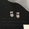 Pendientes de amor con lazo de diamantes, elegantes y dulces, con personalidad de nicho para dama, pendientes de aguja de plata roja Super Flash Net, venta al por mayor