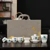 Moda Nacional China Dehua Mate Jade Gordo Porcelana Blanca Traje Hogar de Gama Alta Tapa Tazón Caja de Regalo Traje Taza de Degustación Imprimible