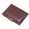 Hengsheng - Tarjetero pequeño para hombre, cartera para licencia de conducir, monedero corto, tarjetero de cuero mate fino con cremallera