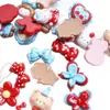 Serie Roja y Azul de Resina Chica Cereza Pasador DIY Joyería Materiales Hechos a Mano Venta al por Mayor Caja de Almacenamiento Parche para Agujero de Zapato