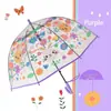 Paraguas Transparente con Temática de Gatos Lindos para Niños de Preescolar de 2 a 7 Años, Paraguas Largo Ligero con Dibujos Animados del Bosque para Niños al por Mayor