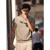 Camiseta de malha de luxo leve para homens Verão Nova camiseta com gola redonda Meia manga para homens de manga curta fina estilo coreano Camisa de base de lã