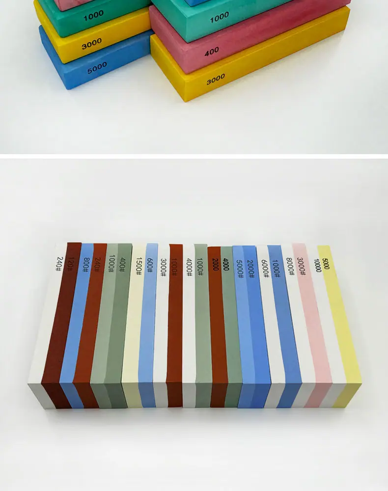 白刚玉双面磨刀石，精磨油石，细磨sharpening stone，家用厨房户外油石磨刀石，180X60X30MM,120#240#400#600#800#1000#1500#2000#3000#4000#5000#6000#7000#8000#9000#10000#,20000#硅胶底座，硅胶垫，刀夹定位器 防滑垫，竹木底座，修正石，黑色带槽槽石，荡刀布，荡刀板，定向器，定角磨刀器 蜡块 防割手套 不锈钢底座 磨刀器，磨刀石套装，跨境外面油石，亚马逊油石，超精油石。精磨抛光，批发 地摊货源 跑江湖 多功能 包邮 手动  定做 菜刀 大号 小号 开刃 磨刀神器 定角磨刀器 迷你条 磨石油石 砥石 磨刀石油石 商用 抛光油石 磨刀架 超细 粗磨 细磨 磨操刀剪刀 开刃 家用厨房户外油石 磨刀石塑料底座 白刚玉WA 氧化铁红 绿碳化硅GC 黑碳化硅C 铬钢玉PA 碳化硼 磨刀器 套装 单面 精磨粗磨细磨跨境外贸，精磨油石，粗磨，细磨，跑江湖 摆地摊 菜刀剪刀屠宰刀 大号小号油石 魔石 陶瓷免烧油石 批发工厂定制 厂家磨刀神器 定角 地摊货源 跑江湖 磨刀工具 磨刀石天然 磨刀架 迷你 陶瓷磨刀棒 商用磨刀石 knife 手持磨刀 磨刀石日本 磨刀石底座 砥石 粗磨 细磨 精磨 单面 迷你 金钢砂磨刀石 金刚沙磨石 180X60X15MM 180X60X30MM 红蓝白绿黄 精磨油石 细磨sharpening stone 家用厨房户外油石磨刀石 knife sharpener 浇筑磨刀石 镜面抛光 金刚石 200*70*30 210*70*20 210*75*25 Sharpending stone 单面油石 whetstone Blue/brown/green/yellow/white, etc(Customzied)
Knife/Scissors Polishing White Corundum white fused alumina