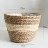 Cesta de flor tejida con paja de hoja de maíz de espadaña maceta jardinera cesta de bambú cesta tejida cesta de ratán planta cesta de flor de bambú decoración almacenamiento