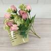 Flor Artificial 5 Ramas Capullo de Rosa Fugui Ramo de Flores Artificiales Flor Decorativa para el Hogar