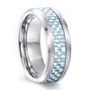 Anillo de Acero de Tungsteno de 8 mm, Nuevo, Superventas Transfronterizo Europeo y Americano, Moderno y Versátil, Electrochapado Negro con Fibra de Carbono Azul, Venta al por Mayor