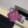 Bolso de Mano de Cuero Genuino con Hebilla Chapada en Oro Platino Patrón Lichi Gran Capacidad Bolso Tipo Kelly para Mujer 2026 Nuevo Bolso de Hombro de Moda Tendencia
