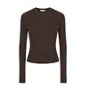 Fotos Reais de Moda Feminina para Exportação - Estilo Hot Girl Camiseta Curta Slim-Fit com Mangas Longas, Gola Redonda e Design Justo