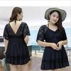 Traje de baño de una pieza para mujeres de talla grande (hasta 200 libras), oculta el vientre, adelgazante, cálido, estilo falda fruncida, conservador, para mujeres de talla grande con busto grande.