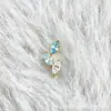 Pendientes de hoja color oro de aleación de titanio F136, piercing labial con rosca interna de titanio G23 y circonita, piercing en la lengua, joyería para piercings