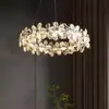 Lámpara de araña de cristal de lujo ligero para restaurante, 6 luces principales nuevas de alta gama para mesa de comedor de villa, lámpara colgante lineal para barra de bar simple