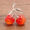 4 Colores 44x48 mm Accesorios para Joyería DIY de Aleación y Resina Encanto de Fruta Cereza Colgante de Cereza Colgante
