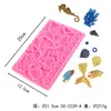 Serie Océano Cola de Pez Sirena Grande y Pequeña Molde para Pastel de Fondant Concha Caracola Decoración de Repostería Molde de Silicona Líquida