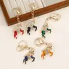Llavero de Carreras de Caballos de Dibujos Animados Creativos Transfronterizo con Incrustaciones de Diamantes Colgante de Bolso de Moda Accesorios de Llavero de Animal para Coche Venta al por Mayor