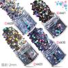 Amazon Nail Art Set 12 Cores Laser Misto Nail Polish Glue Nail Art Sequins Açafrão em Pó Nail Art Joias Drill