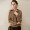 Suéter 100% Cachemir para Mujer, Otoño e Invierno Engrosado de Media Cremallera Cuello Alto Suéter Puro de Cachemir, Corte Holgado, Talla Grande Suéter Base de Punto
