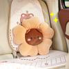 Almohada de coche con diseño de oso y conejo, con diseño de tira de cintura y corte de dibujos animados, cómoda y suave, universal para las cuatro estaciones.