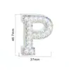 Novo Estilo Strass Pérola Letras Inglesas Base de Tecido Não Tecido Chapéu Bolsa Sapato Acessórios de Vestuário Patch de Tecido 26 Letras