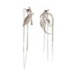Pendientes plegables de sauce, recién llegados, con hojas plateadas, grandes y redondos, adecuados para todo tipo de rostros, pendientes de borlas superlargos para mujer, con clip para las orejas.
