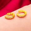 Aretes redondos de diamante de punta oro de arena Vietnam aro para la oreja de chica aretes blancos joyería joyería transfronteriza al por mayor