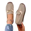 Zapatos Casuales Europeos y Americanos de Talla Grande para Mujer Primavera 2025 Nuevos Punta Redonda Hebilla Metálica Slip-On Zapatos de Mujer Venta al por Mayor