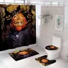 Fs5 Amazon Transfronterizo Serie de Halloween Juego de Cortina de Ducha Impresión Digital Impermeable Antimoho Juego de Cuatro Piezas Puede