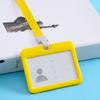 Porta-crachá de trabalho transparente de dupla face com cordão clipe integrado porta-crachá de identificação de funcionário porta-cartão de documento porta-cartão de refeição cartão de água capa protetora