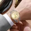 Novo relógio de quartzo com pulseira de aço para homens hip-hop negócios pulseira de aço calendário relógio masculino totalmente cravejado de diamantes fabricantes masculinos