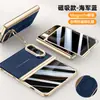 Adecuado para funda de teléfono con pantalla plegable Apple iPhone Duo, Soporte para lente de cuero liso electrochapado, Funda protectora de cobertura total para bisagra