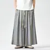Calça Larga de Estilo Chinês para Homem, Culotes Masculino, Calças Song Melhoradas, Calças Casuais Extra Largas, Calças Longas Leves e Respiráveis para o Verão