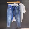 Jeans Cortos Rotos para Hombre Primavera Marca de Moda 2024 Nuevo Corte Recto Ajustado Casual Pantalones de Verano Delgados para Hombre