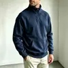 Sudadera Cruzada 2026 con Cuello Alto y Media Cremallera para Hombre con Mangas Ranglán y Bolsillo Canguro Chaqueta Deportiva Casual Sudadera Cruzada