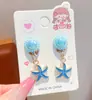 Brinco infantil estilo oceano, clip de orelha sem furo, brincos com pingente de concha, cauda de peixe e estrela do mar para menina, acessórios para meninas
