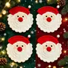 Posavasos y portatarjetas de ganchillo hechos a mano para Navidad, colgantes portatarjetas de jengibre de ganchillo transfronterizos, accesorios de posavasos de cara sonriente de copo de nieve de hilo