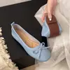 Zapatos planos de mujer estilo francés con punta cuadrada, nuevos mocasines con lazo para primavera y otoño, zapatos estilo hada 2025, talla grande 42